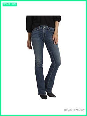 Mid Rise Curvy Fit Bootcut Jeans Stretch Denim 5-Pocket